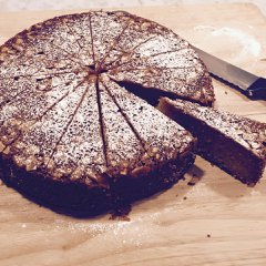 Honey Cake with Almond slivers served with Honey Butter